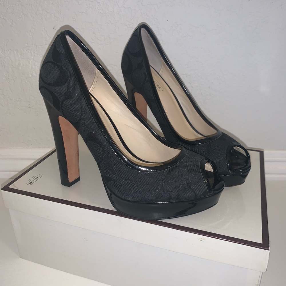 Coach Breana Peep Toe Black Heels